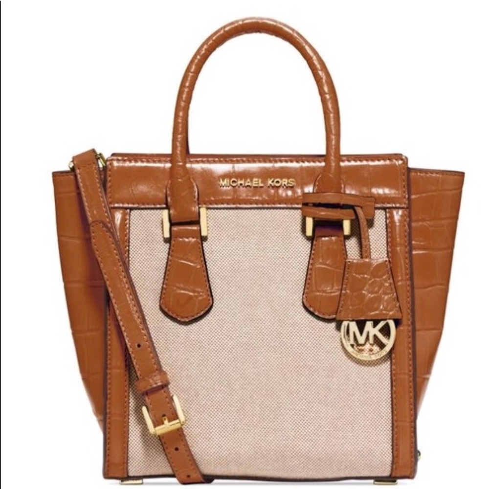 Michael Kors Cognac Croc/Linen Purse